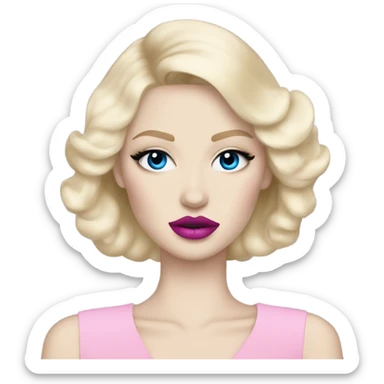 Hot girly pale blonde with blue eyes and pink lips wearing YsL sticker
