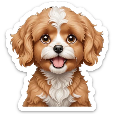 Cinematic Comical Apricot Cavoodle Portrait Emoji, Head tilted dramatically with an exaggeratedly shocked or offended expression, featuring a soft, curly apricot coat with charming white patches, wide, expressive brown eyes filled with exaggerated disbelief, Simplified yet hilariously expressive features, highly detailed, glowing with a slightly sassy glow, high shine, dramatic yet playful, stylized with an air of attitude, bright and endearing, soft glowing outline, capturing the essence of a sassy and over-the-top companion, so meme-worthy it feels like it could side-eye its way into internet fame instantly! sticker