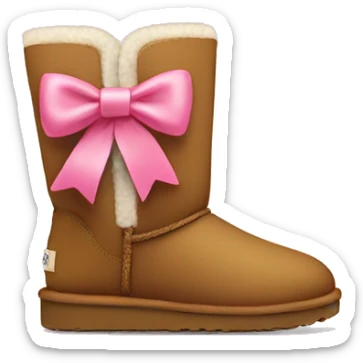An Ugg boot with a pink bow on the back sticker