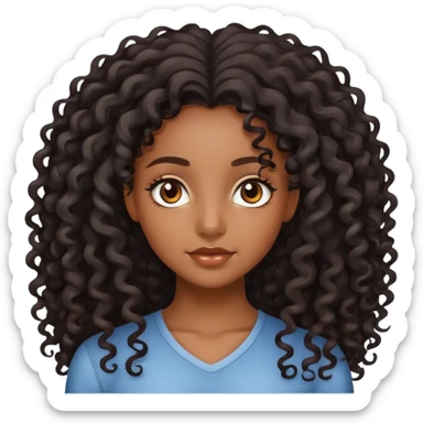 pretty black girl with long curly hair sticker