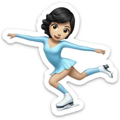 ice skater with black hair and pale skin skating trough the ice sticker
