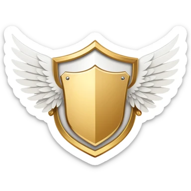 Simplified minimalist gold shield with small white wings and VIP text in the center, clean design sticker