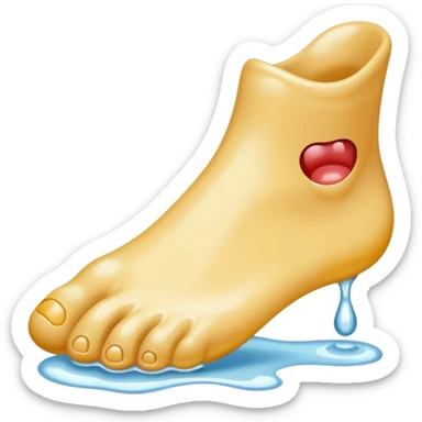 Foot with drool sticker