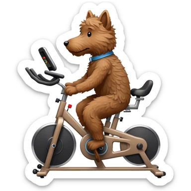 Brown doodle riding a spin bike sticker