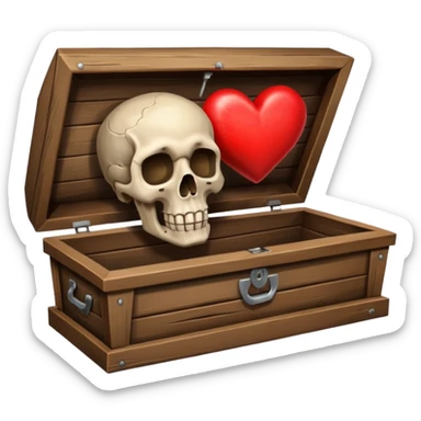 skull coffin heart sticker