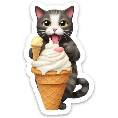 cat eating ice cream sticker