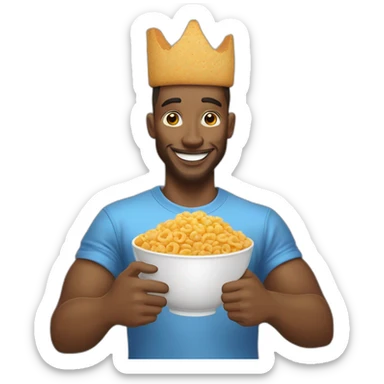 man with a cereal bowl on his head making a thumbs up in streetwear sticker