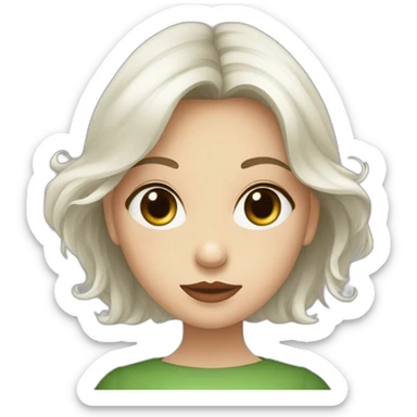 Fille blanche sombre brune belle nez rond bouche en cœur yeux marron vert en amande sticker