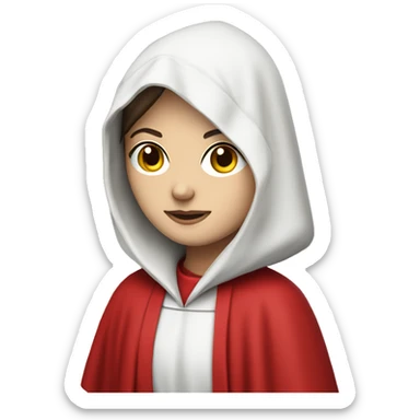 only one brunette caucasian handmaid in a completely red robe with red hood  sticker
