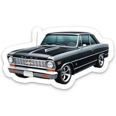 futuristic midnight stealthy black metallic 1965 Chevy Nova SS street rat rod  retro modded sticker