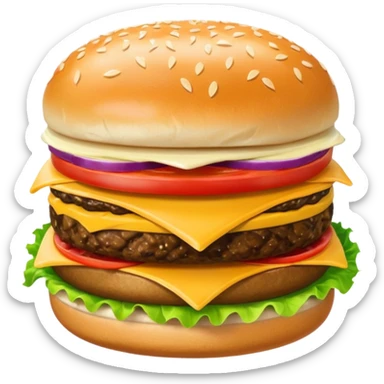 cheeseburger with ketchup, onion, tomato, lettuce, and mayo sticker