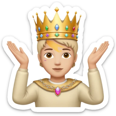 self pride with opened arms and crown on head sticker