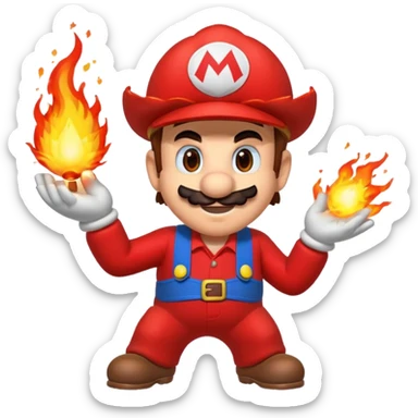 Fire flower power Mario throwing a fireball at the screen sticker