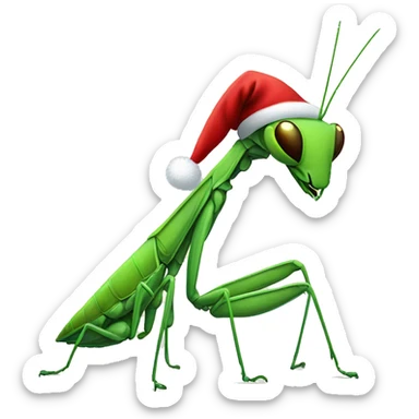 Praying mantis with Santa Hat  sticker