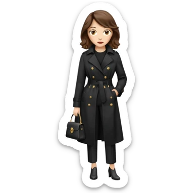 Dalgalı saçlı, hafif perçemli; kehribar gözlü, küçük kalkık burunlu ve dolgun dudaklı. Oval yüzlü, çıkık elmacık kemikli. Omuzları geniş, beli ince, kalçası dolgun. Old money tarzında, siyah trençkot ve kumaş pantolon seven, dikkat çekici bir kadın. sticker