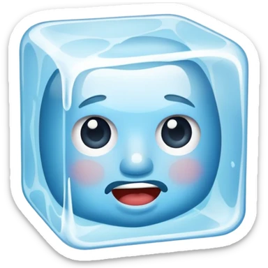 Ice cube with a flat mouth sticker