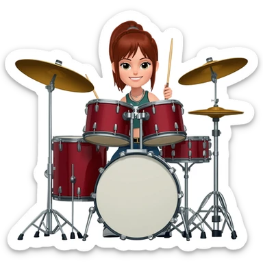 street girl drummer sticker