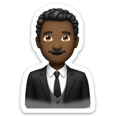 man character in black suit facing us, straight, 30 years, white skin, gentleman sticker