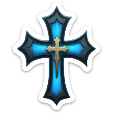 A blue gothic cross with wings sticker