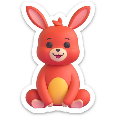 Labubu character, sitting, smiling, simple background sticker