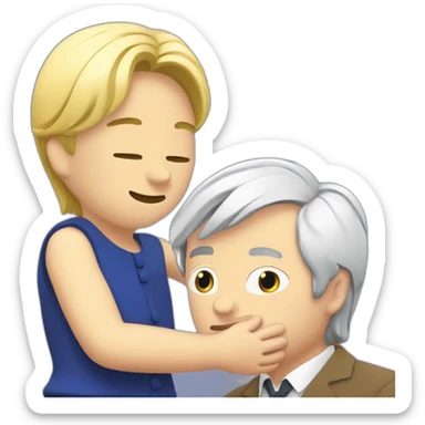 Le Pen et melanchon qui font un calin sticker