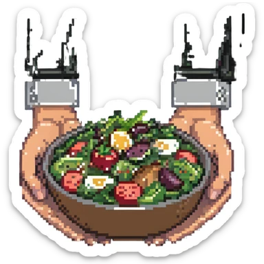 hands holding a salad bowl sticker