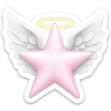 Light pink star with white angel wings sticker