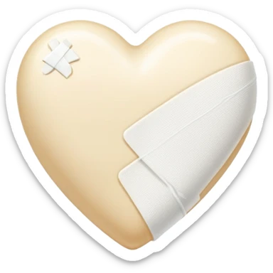 cream broken heart with sparkling white Bandage sticker