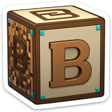 Minecraft block with a letter b on it sticker