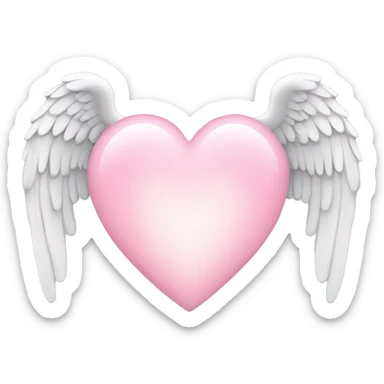 light pink heart with angel wings sticker