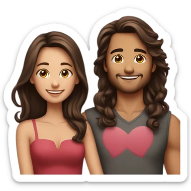 happy couple brunette bday sticker