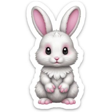 a white and black baby rabbit staying on its legs sticker