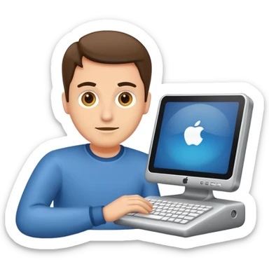 Erstelle mir ein Emoji der an einem Computer sitzt und dabei rum rülpst sticker