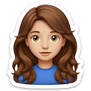 EMOJI IOS SOLO CARA NIÑA PELO LARGO, ONFULADO, MARRON, Y OJOS MARRONES sticker