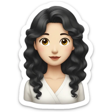 Korean Girl With Wavy Black hair sticker