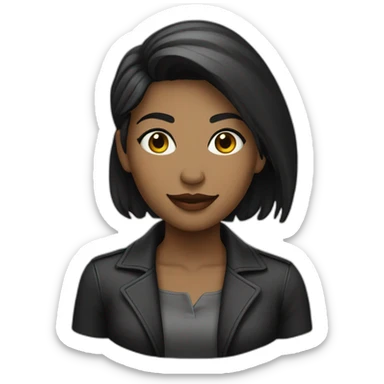 Faça uma mulher com roupa preta, casaco cinza e tatuagens sticker