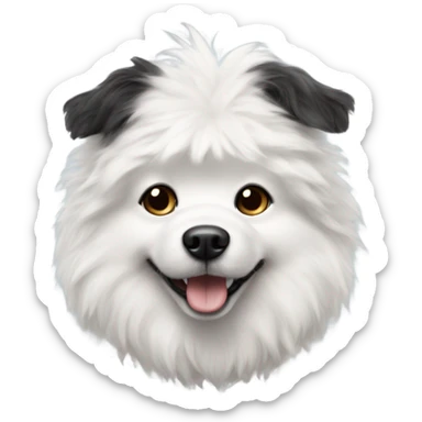 White fluffy dog with black spots and ears that’s sit up  sticker