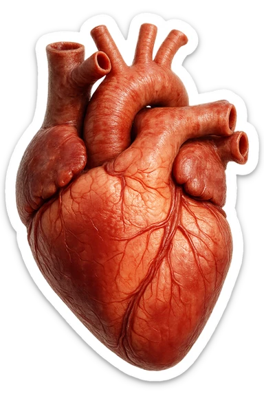CUORE anatomico umano, iperrealistico 4k, isolato su sfondo bianco sticker