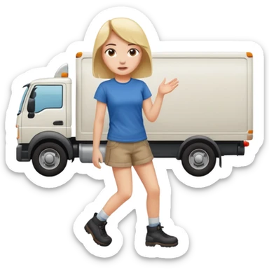 A truck hitting a girl and about to fall girl in 70 degree  sticker
