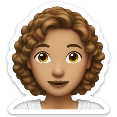 Woman ruffled brown hair sticker