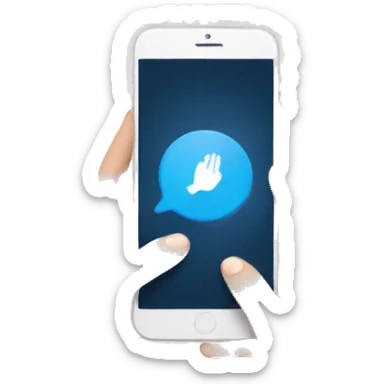 hand with phone and social media elements sticker