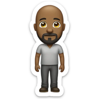 Full length bald headed black person with a beard sticker