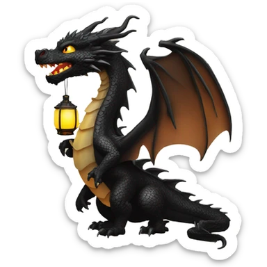 Black Dragon with lanterns on its tail sticker