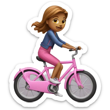 girl riding pink bike sticker