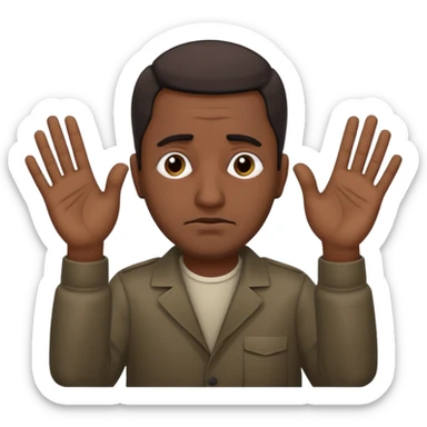 surrenders, depict an Iraqi with a sad face and raised hands sticker