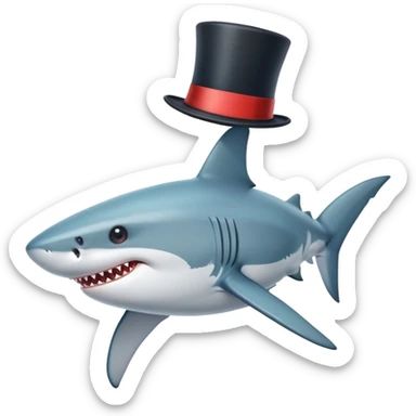 Shark with a top hat sticker