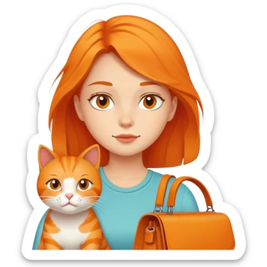 Girl with orange cat and runaway bag sticker