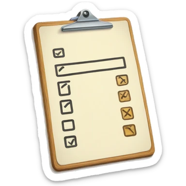 a clipboard with 3 checkboxes on it sticker