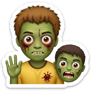 quero um emoji de um menino com pele de zumbi cabelo castanho claro e de franja sticker