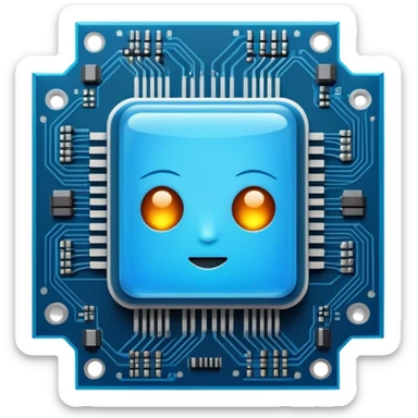 Cute AI processor chip with glowing circuits sticker